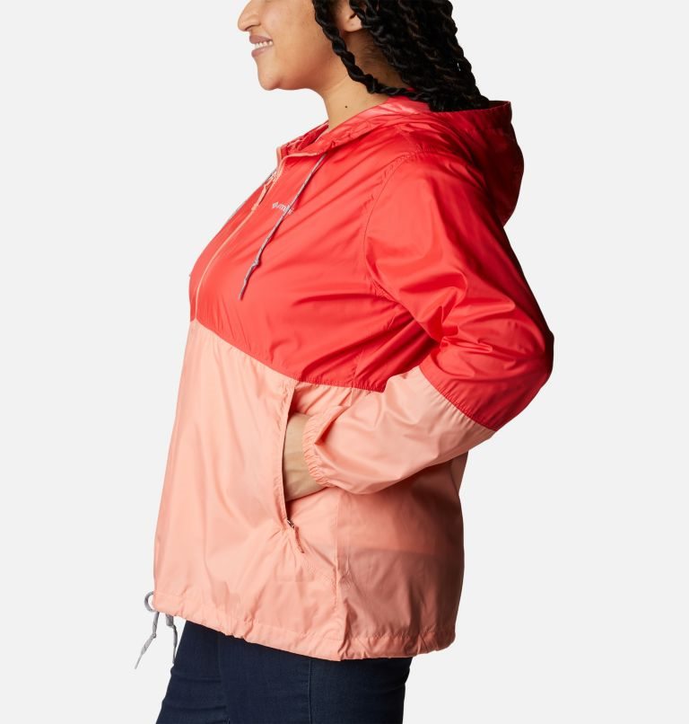 Columbia Flash Forward Windbreaker Jakke Dame Rød Korall | Plus Size 68903T